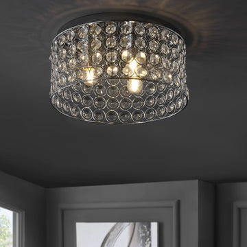 Ellen 15" Crystal/Metal LED Flush Mount - JONATHAN Y